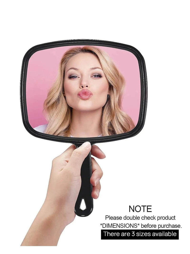 PROTECLE Hand Mirror, 10.3"" L x 7.4"" W Salon Barber Hairdressing Handheld Mirror with Handle, Square Black - Image 2